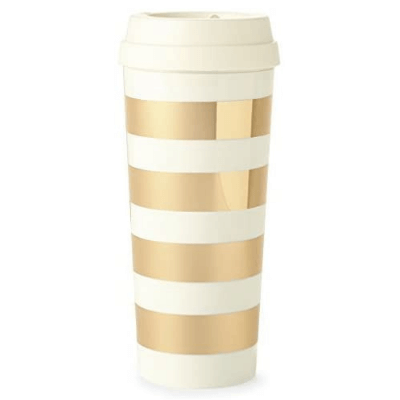 Gold Striped Thermal Travel Mug