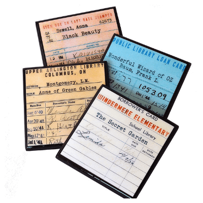 Library Card Coasters