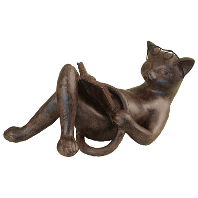 Reading Kitty Figurine