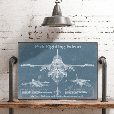 F-16 Blueprint Wall Art