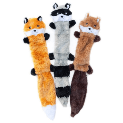 Plush Squeaky Dog Toy (Fox, Racoon & Squirrel)